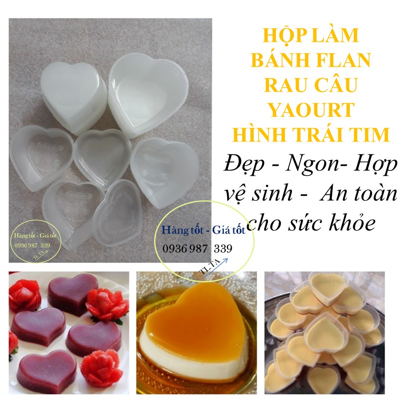 50 Hủ làm bánh flan, yaourt trái tim