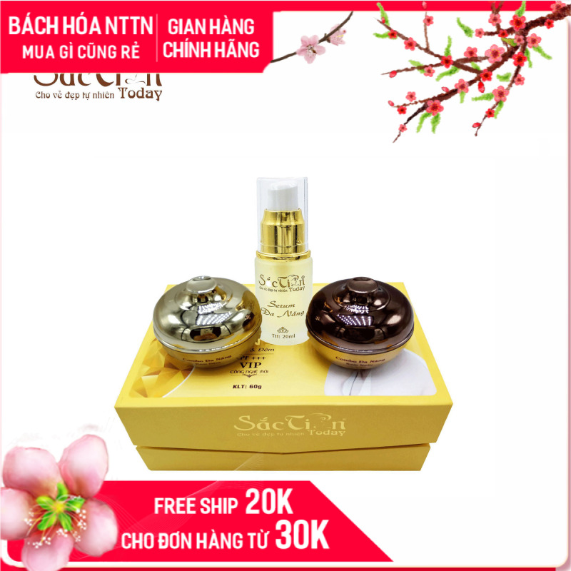 Combo kem Sắc Tiên Today đa năng (3 món) ngày và đêm ngăn ngừa mụn và nám, làm trắng và dưỡng ẩm da mặt, nâng cơ trẻ hóa với tinh chất vàng 24K theo công nghệ Hàn Quốc giá rẻ