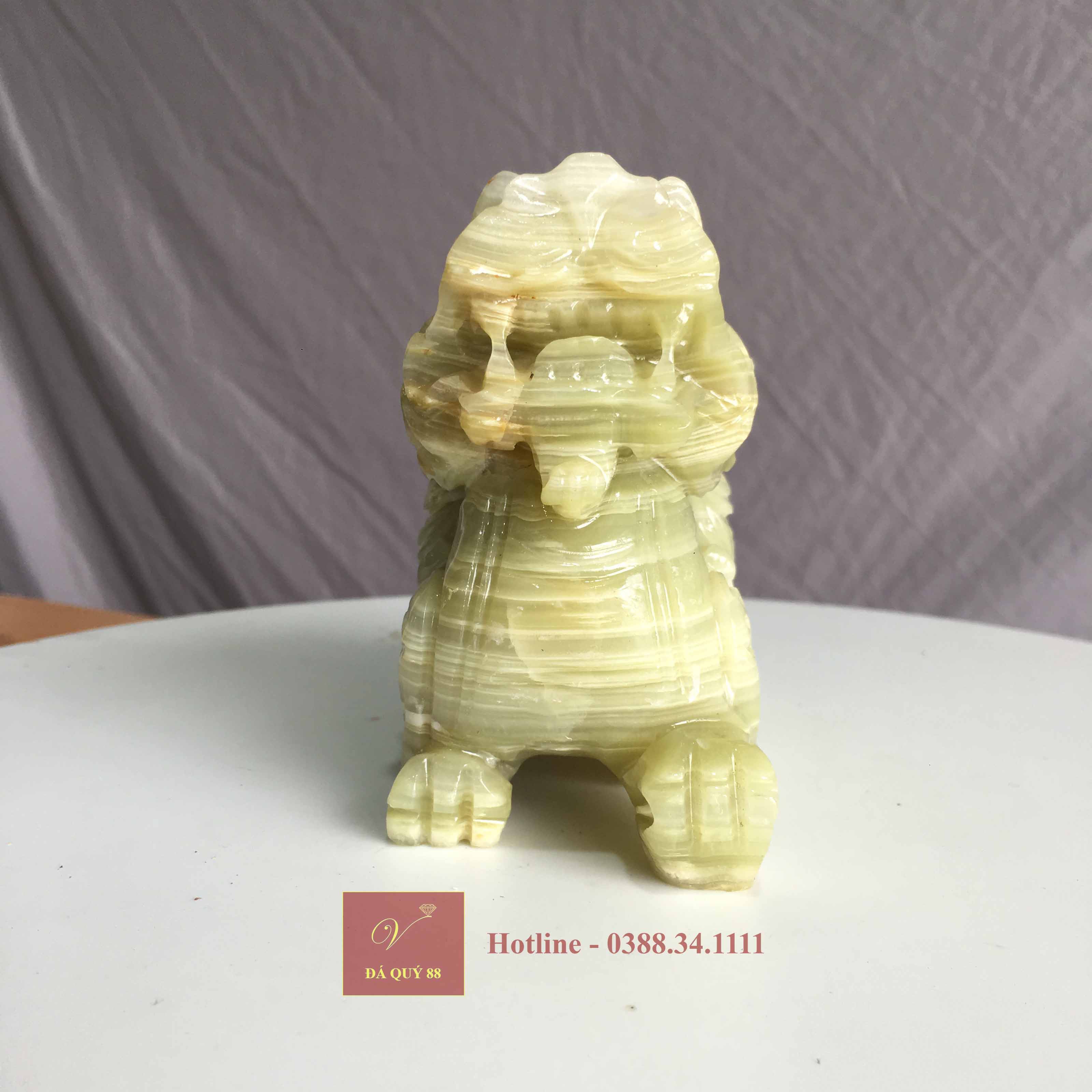 Tỳ hưu đá ngọc onyx pakistan tự nhiên nguyên khối xanh ngọc 14,2cm