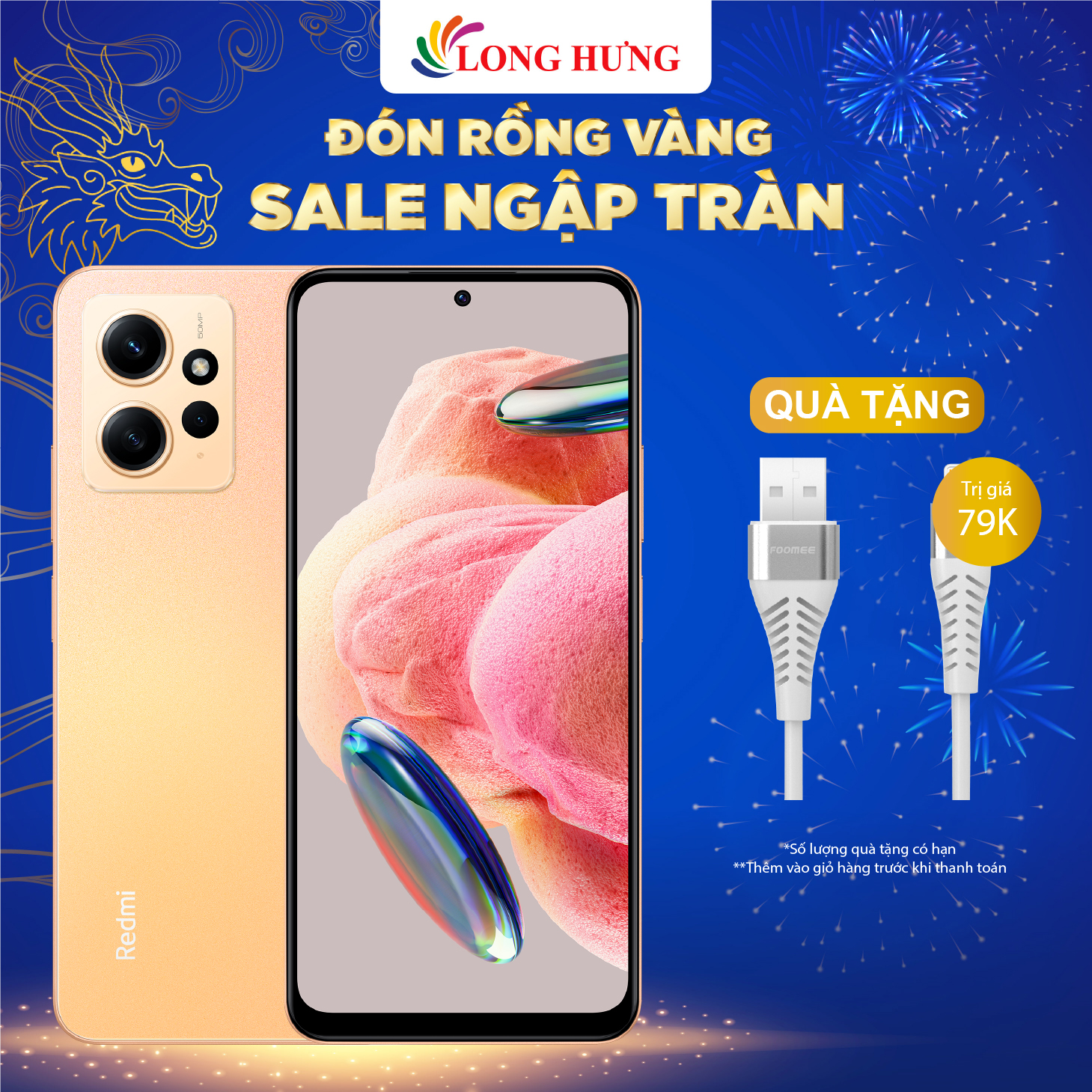 Điện thoại Xiaomi Redmi Note 12  - Hàng chính hãng - 3 camera sắc nét, hiệu năng mạnh mẽ, sạc nhanh 33W