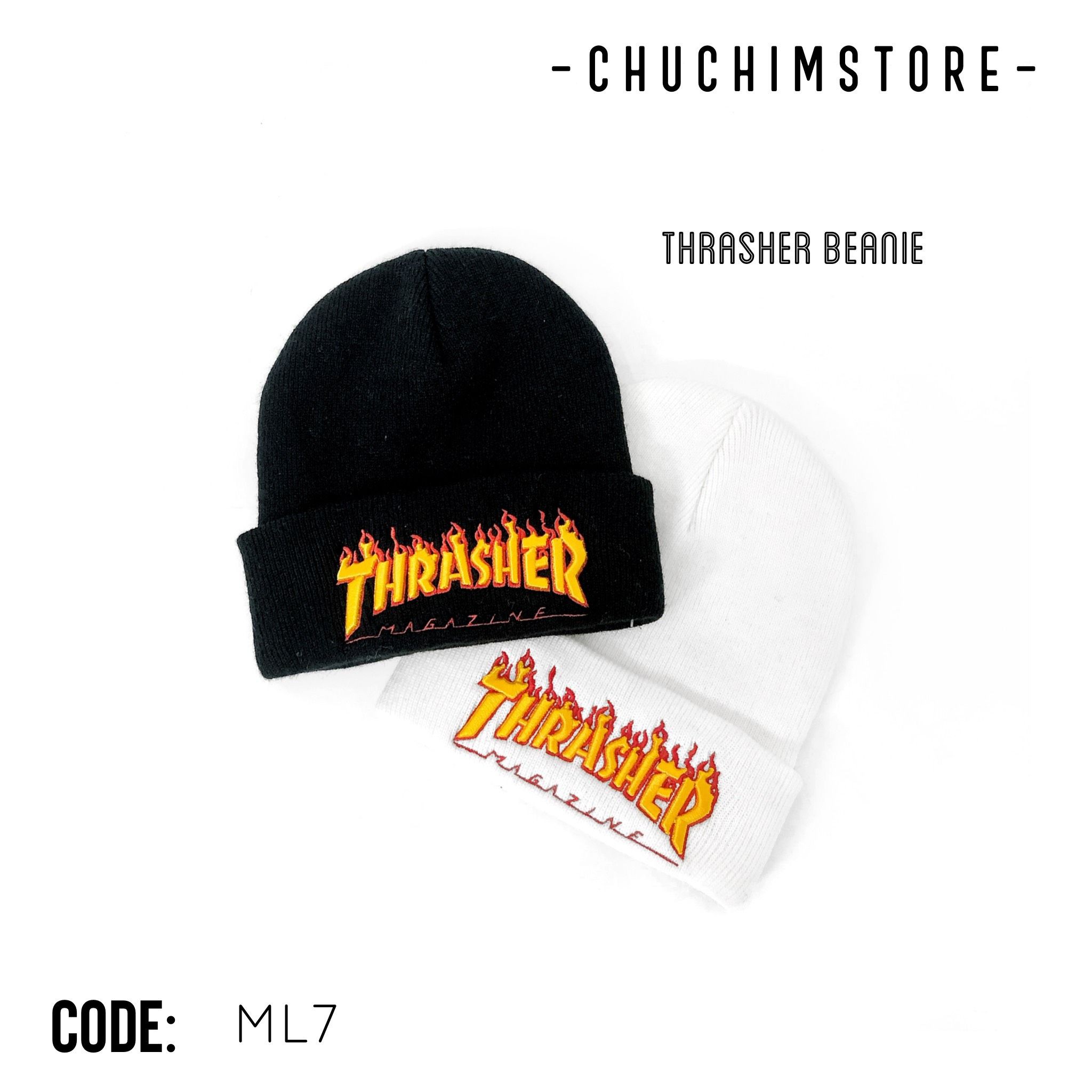Mũ len logo thrasher