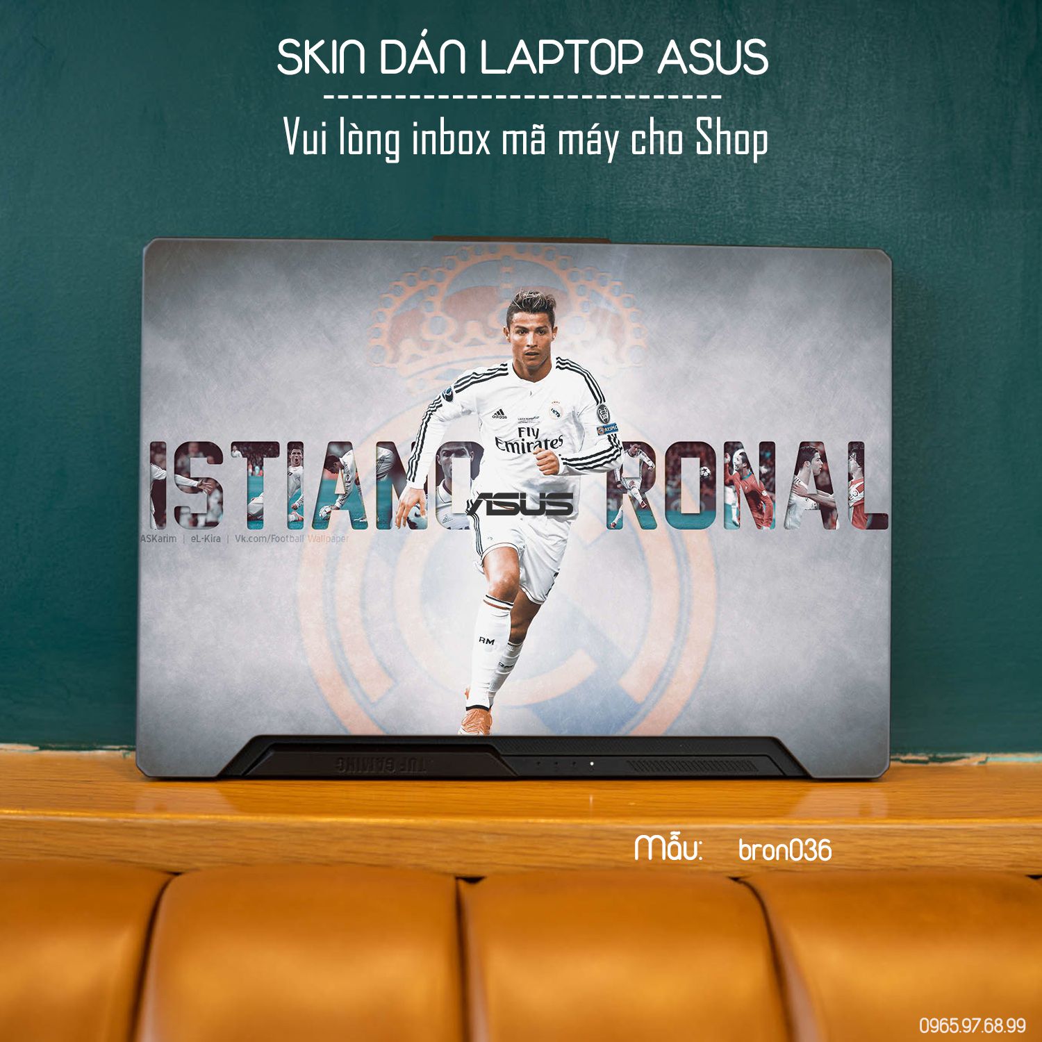 Decal Skin dán Laptop Asus mẫu Ronando (inbox mã máy cho shop)