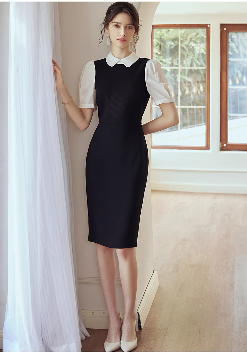 Đầm sơ mi tay ngắn thiết kế dáng ôm công sở