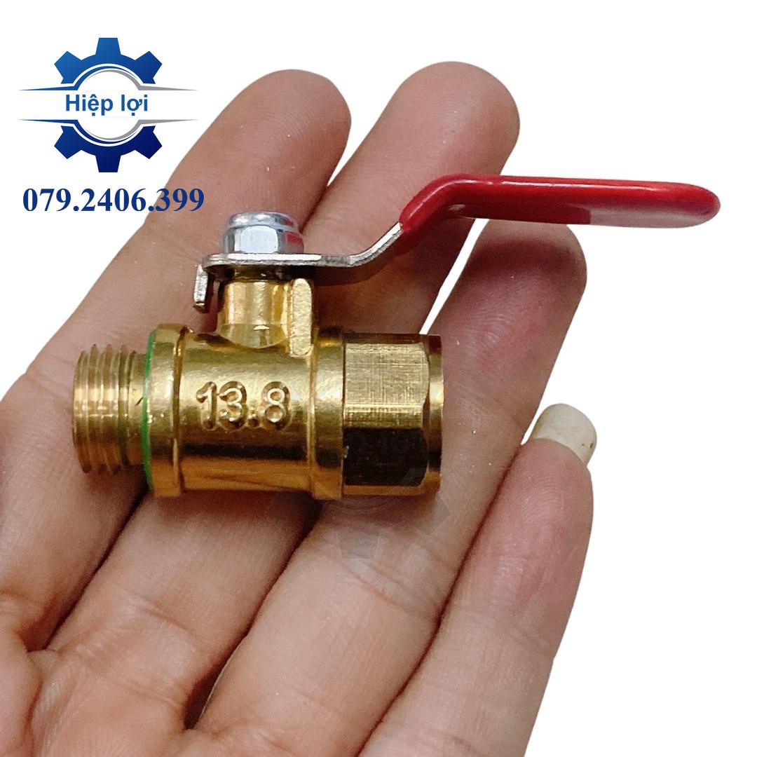 Van bi đồng ren 13.8mm - van bi ren trong ren ngoài - van khóa bi đồng thau - van khóa nước/ hơi máy khí nén