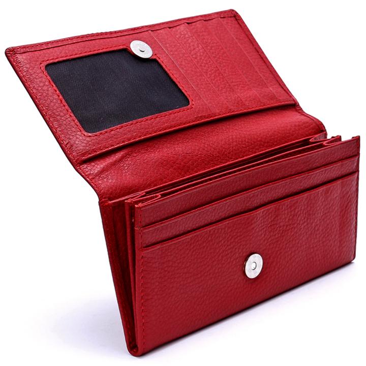 Ví nữ da bò  2 gấp màu đỏ HK3121