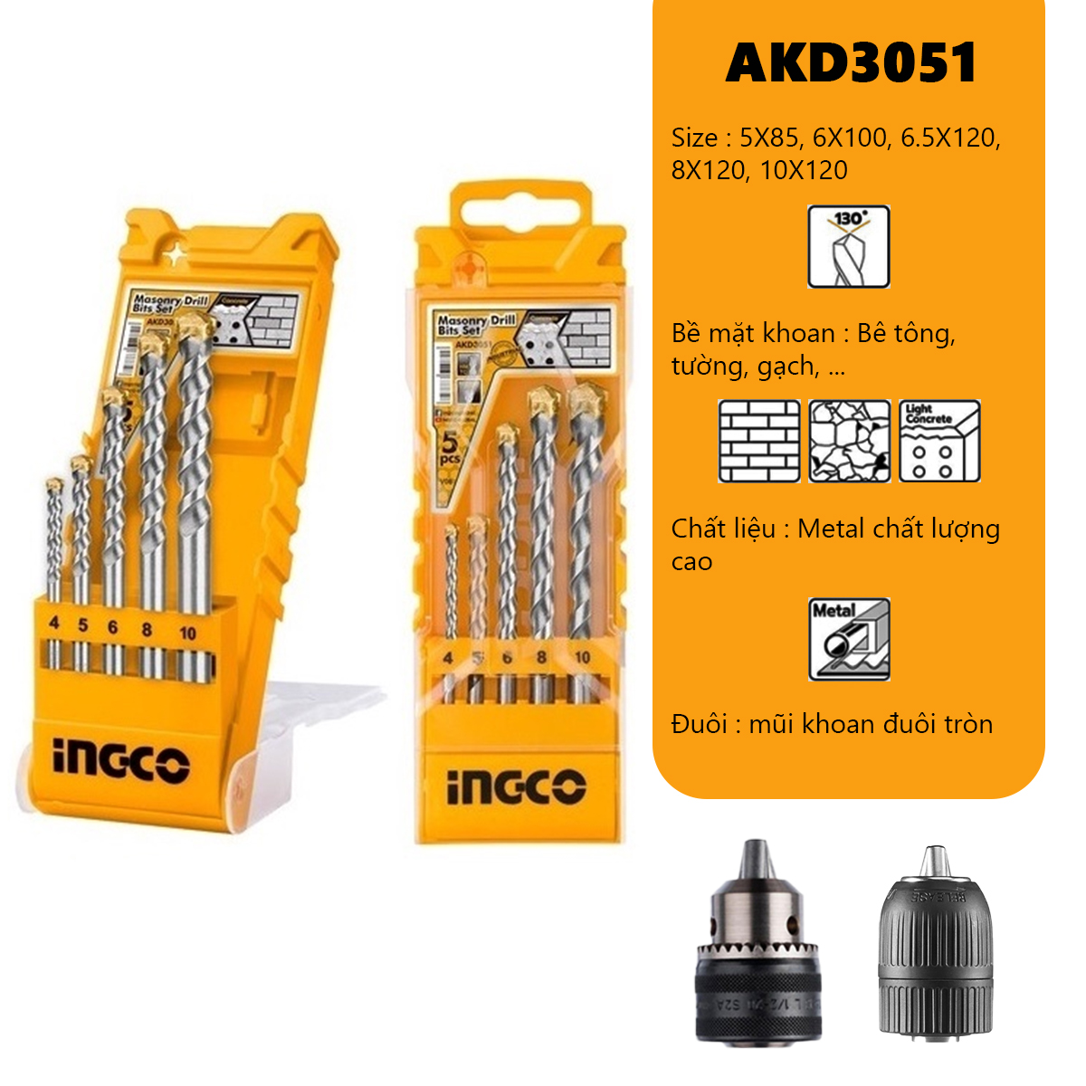 Ingco solid shank HSS high speed Supersolid alloy standoff set concrete masonary drill bit Wall, concrete masonary drill xtools