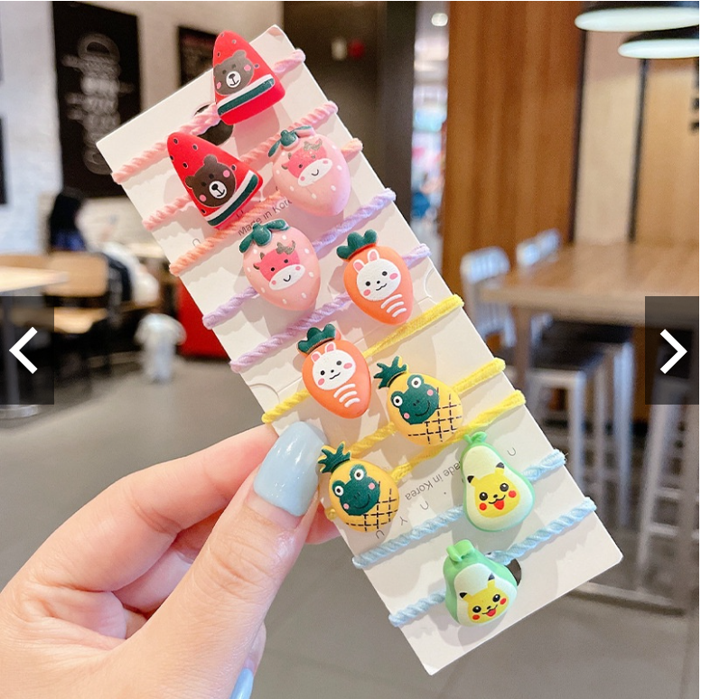 Dây buộc tóc cho bé (SET 10 dây) cột tóc họa tiết nhiều màu