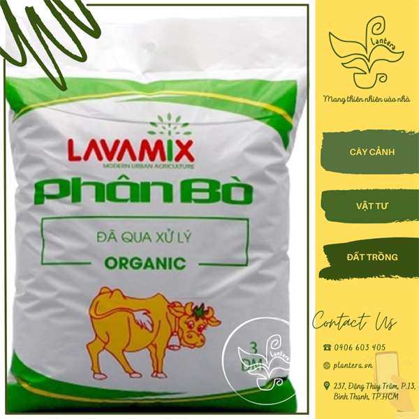 Phân Bò Xử Lý Lavamix 3Dm3 - Phân Hữu Cơ - Phân Dạng Bột - Phân Bò
