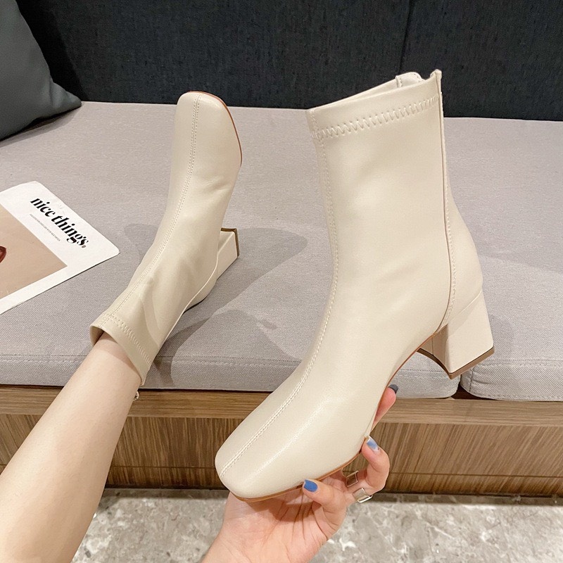 ✾♝◘ (FULLBOX) Bốt Nữ Hàn Quốc AAA2 Dọc Giữa Da Mềm Kiểu Dáng Công Sở Hotrend