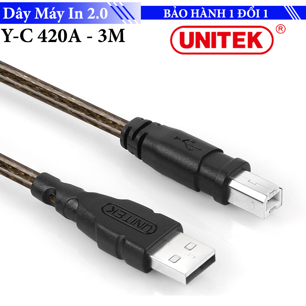 Dây cáp USB máy in 2.0 Unitek 3M Y-C420A - Chống nhiễu