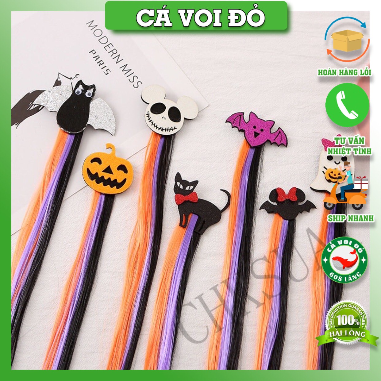 Kẹp tóc, cài tóc giả Halloween nhiều hình vui nhộn