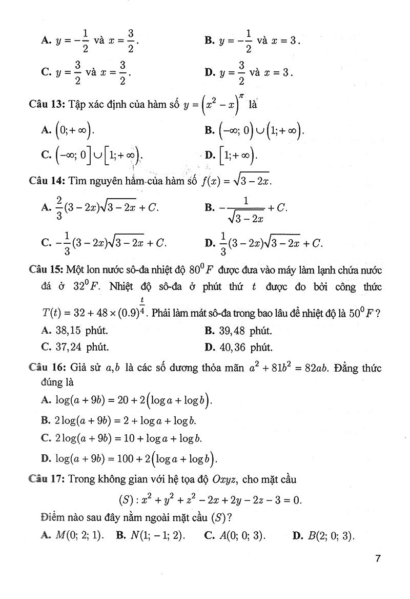 Bộ Đề Trắc Nghiệm Môn Toán 12