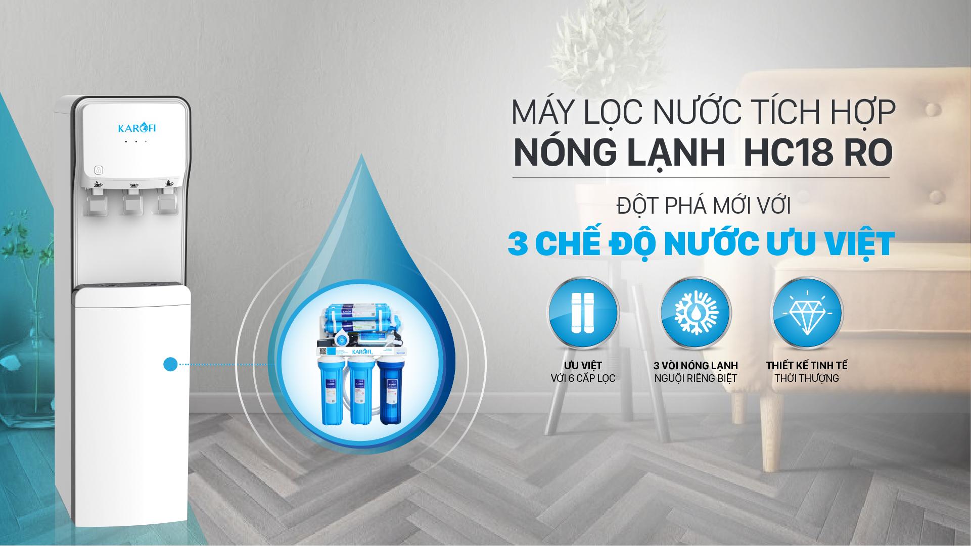 MÁY LỌC NƯỚC NÓNG LẠNH KAROFI HC18-RO
