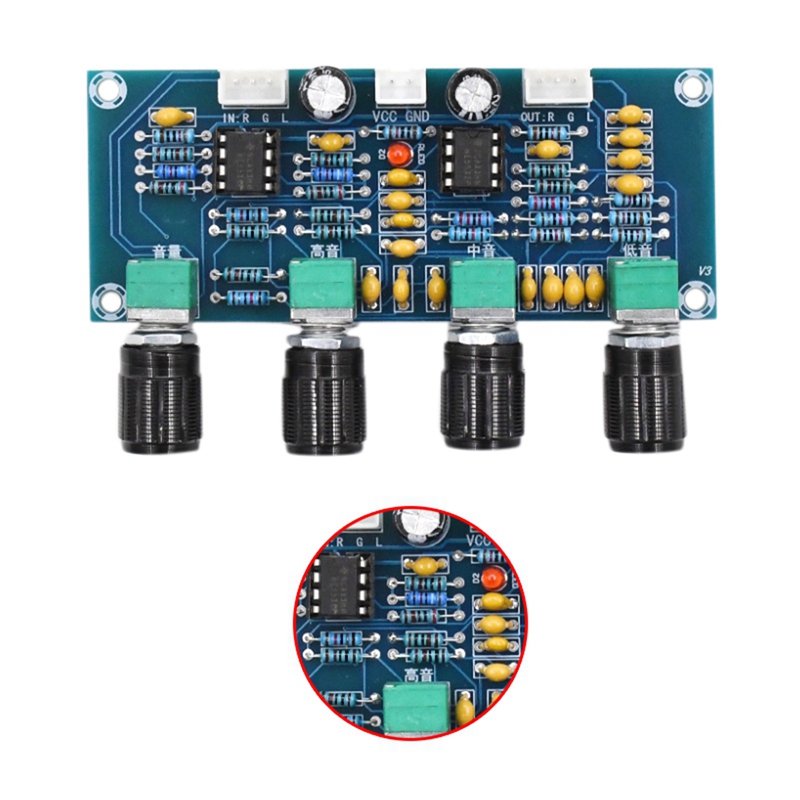 Semoic NE5532 Tone Board Preamp Pre-Amp with Treble Bass Volume Adjustment Pre-Amplifier Tone Controller for Amplifier Board 
