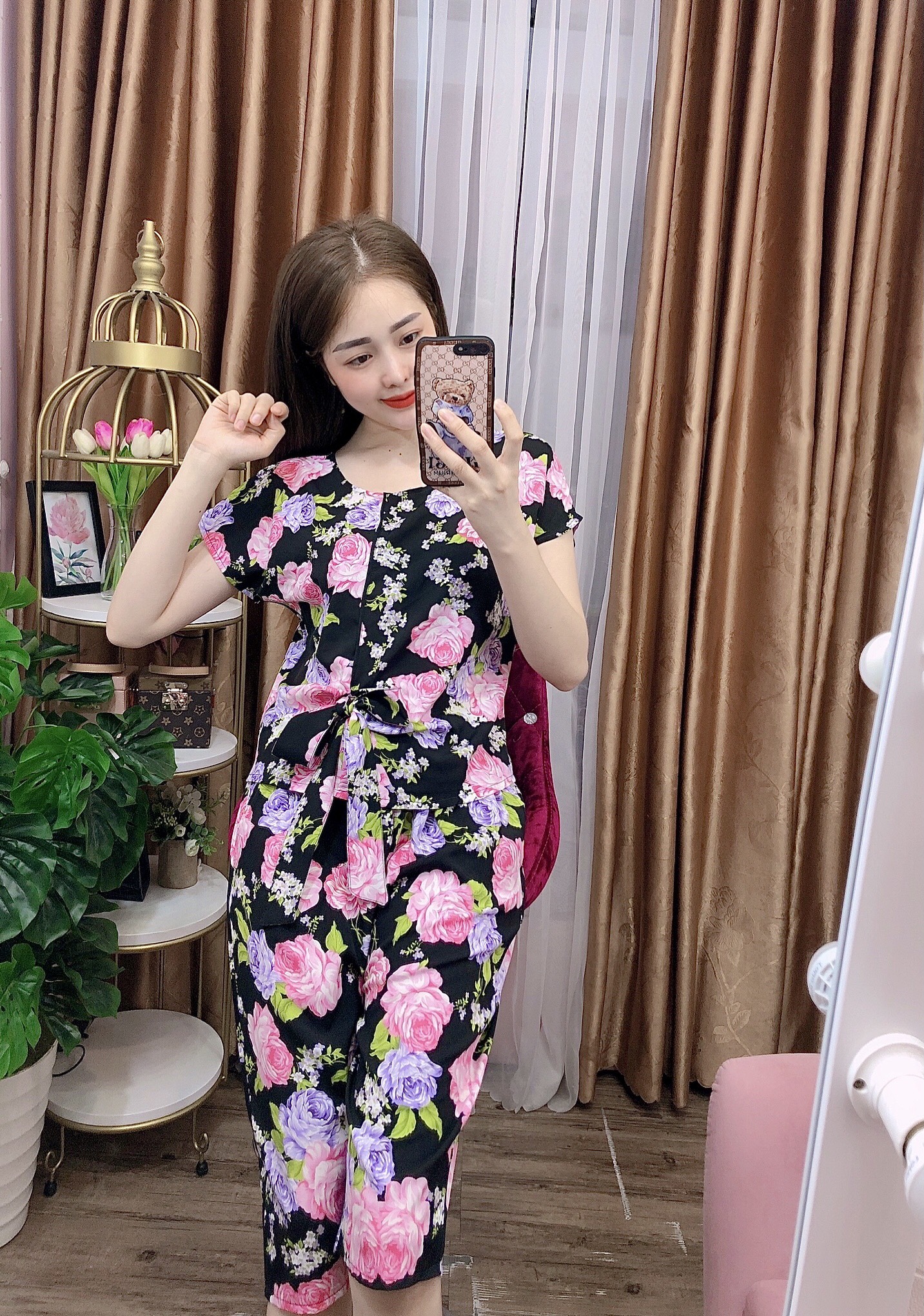 Set bộ lụa lửng mặc nhà