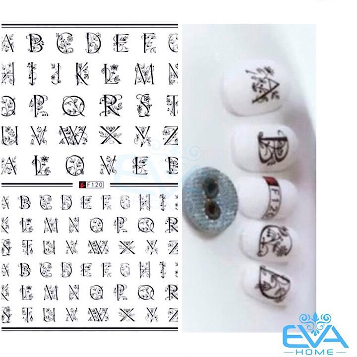 [HCM]Miếng Dán Móng Tay 3D Nail Sticker Tráng Trí Hoa Văn Hoạ Tiết Chữ Viết Alphabet F120