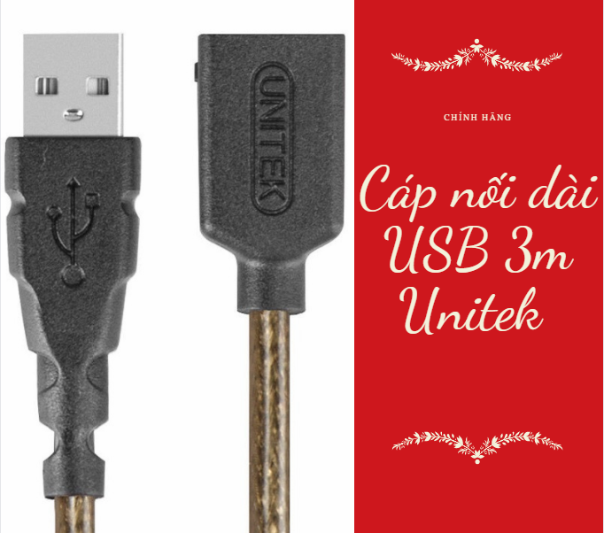 Cáp nối dài usb 3m unitek y-c417a - hàng chính hãng