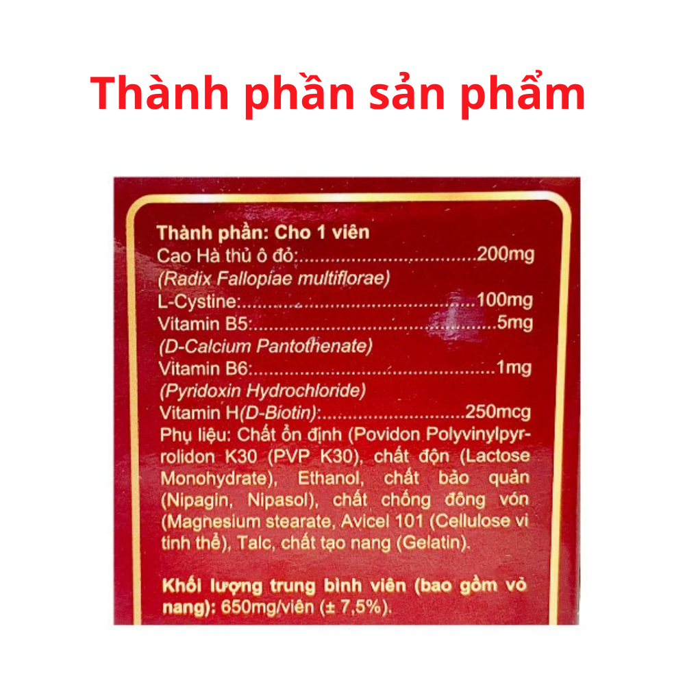 Hà thủ ô Roxtech giúp khỏe tóc, đen tóc, giảm bạc tóc, khô tóc, rụng tóc - Chai 30 viên