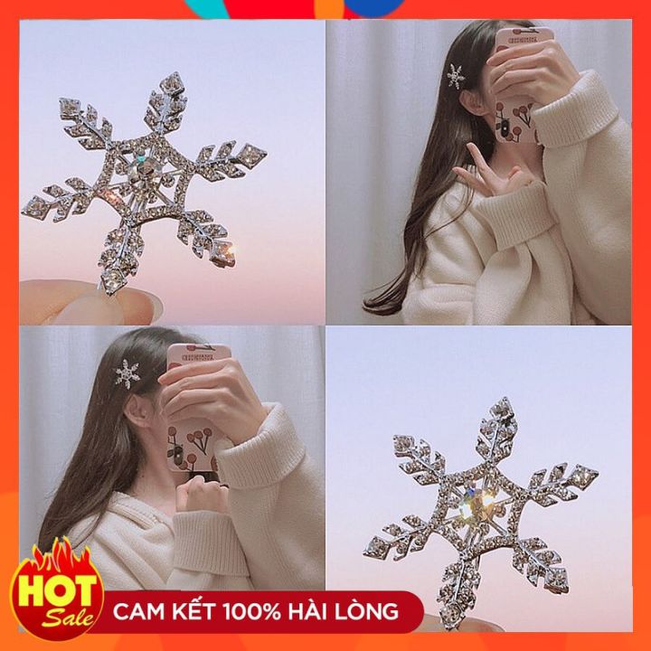 Kẹp tóc thiết kế Hoa Tuyết phối pha lê lấp lánh phong cách Hàn quốc cực xinh - Rẻ sập sàn Lazada - Mẫu HOT Kẹp tóc nữ Hàn quốc giá rẻ