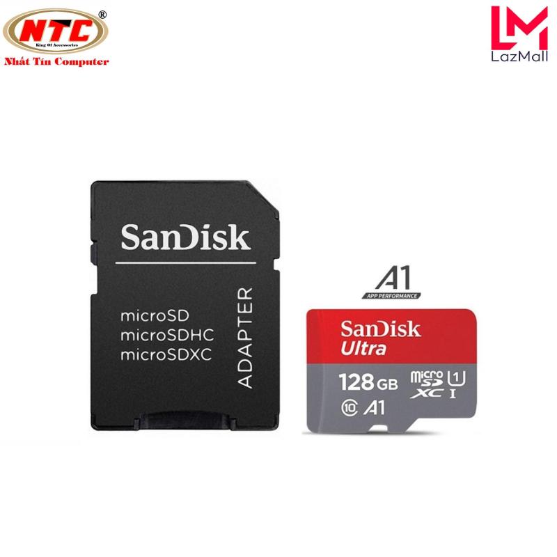 Thẻ nhớ MicroSDXC SanDisk Ultra A1 128GB Class 10 U1 100MB/s kèm adapter - Model 2017 (Xám đỏ) - Nhat Tin Authorised Store