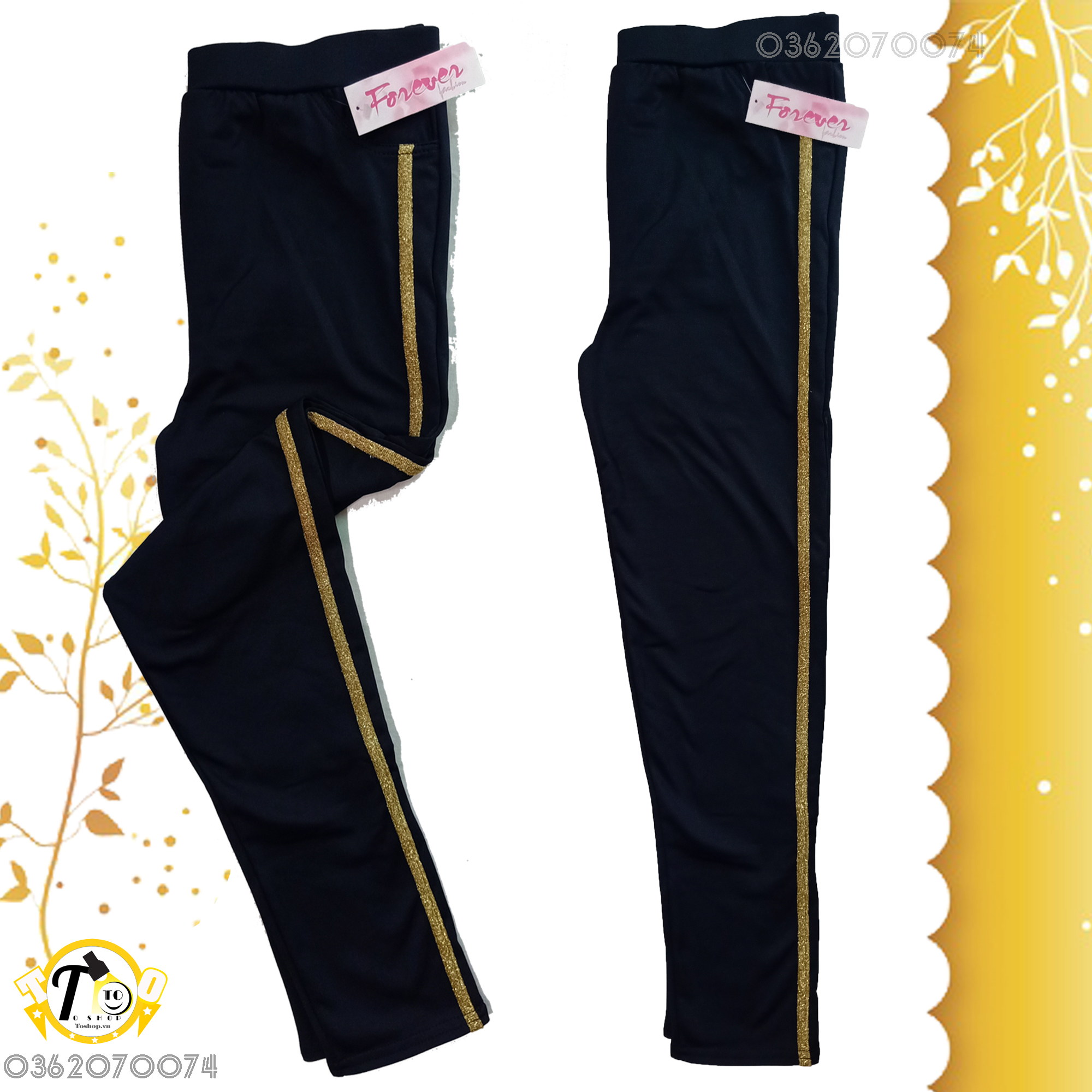 [HCM]Quần thun nữ - legging nữ viền vàng ánh Kim [ảnh + video thật]