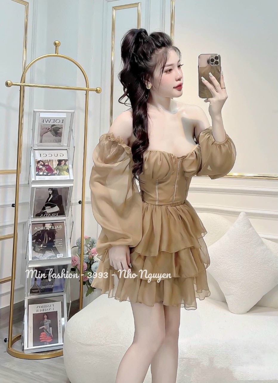 Đầm voan tầng có mút-QH