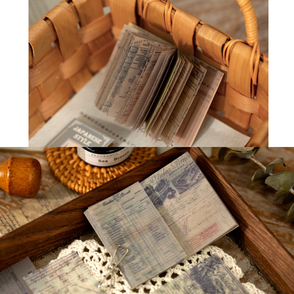 Cuốn 50 miếng giấy note vintage trang trí journal
