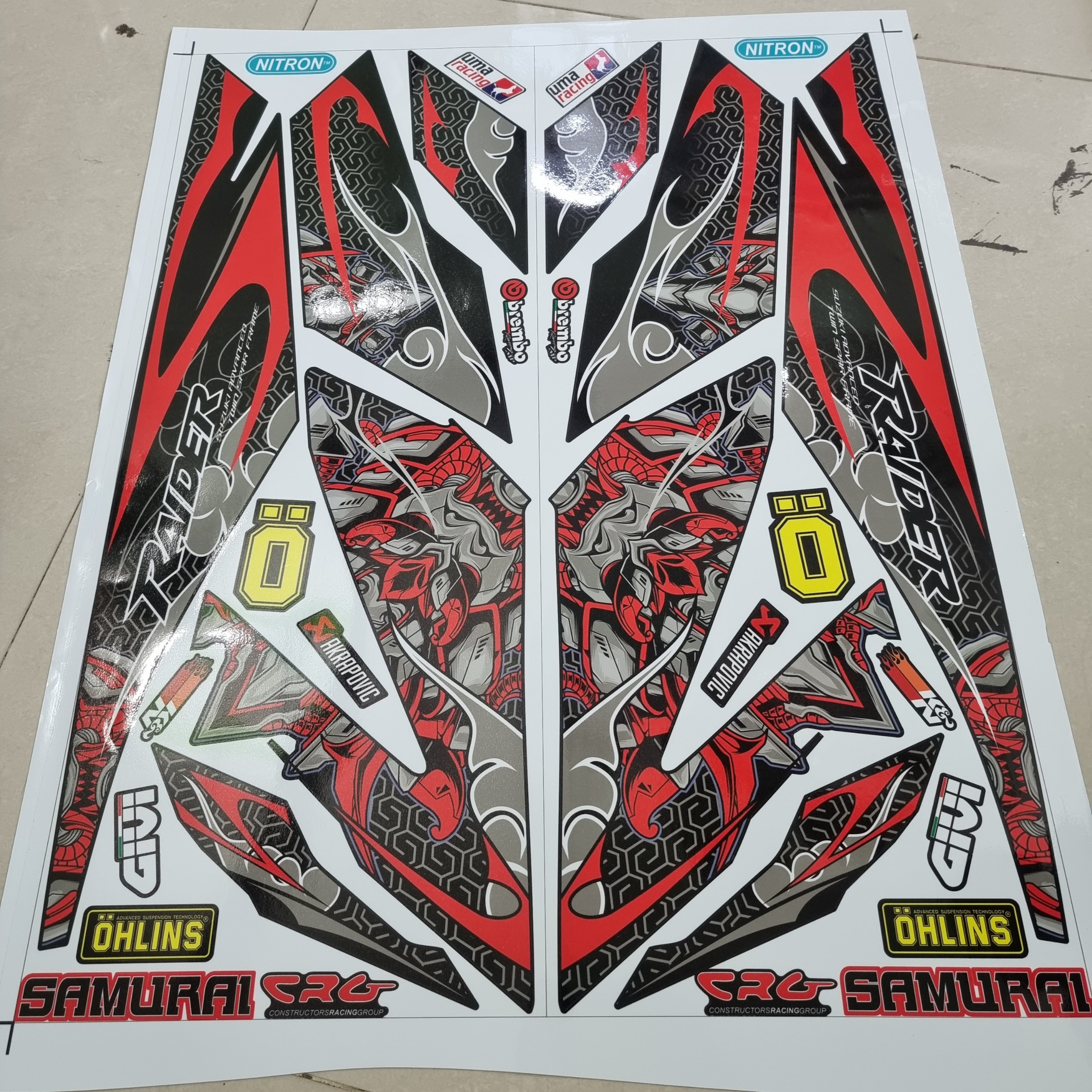 Tem xe raider fi samurai siêu ngầu tặng logo