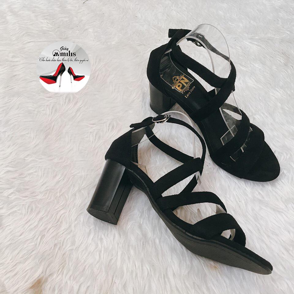 Sandal cao gót quai chéo 7 phân