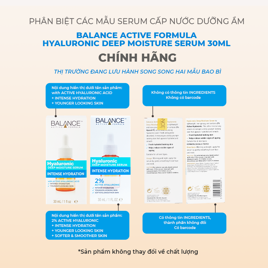 Serum Cấp Nước Dưỡng Ẩm Balance Active Formula /Hyaluronic Deep Moisturizing 30ml