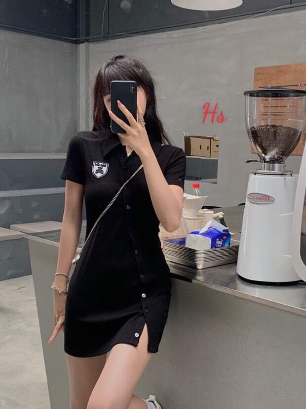 SIÊU PHẨM VÁY POLO CỔ BỂ ĐEN TRẮNG TT12