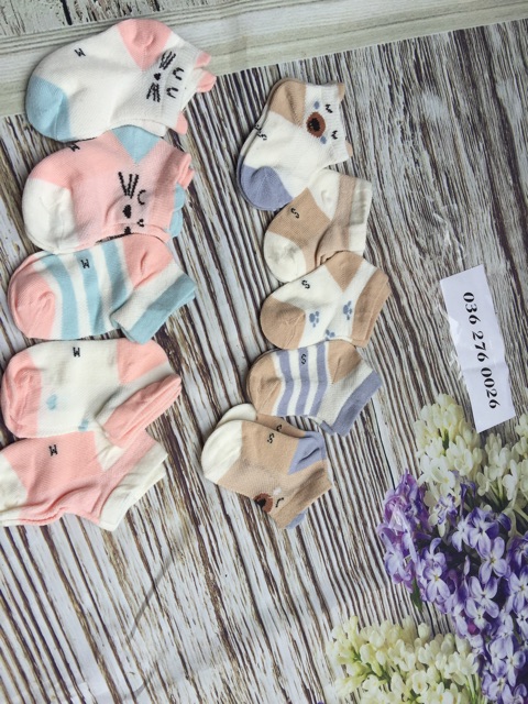 Set 5 đôi Tất Hè Thu Cao Cấp Cổ Cao Cho Bé