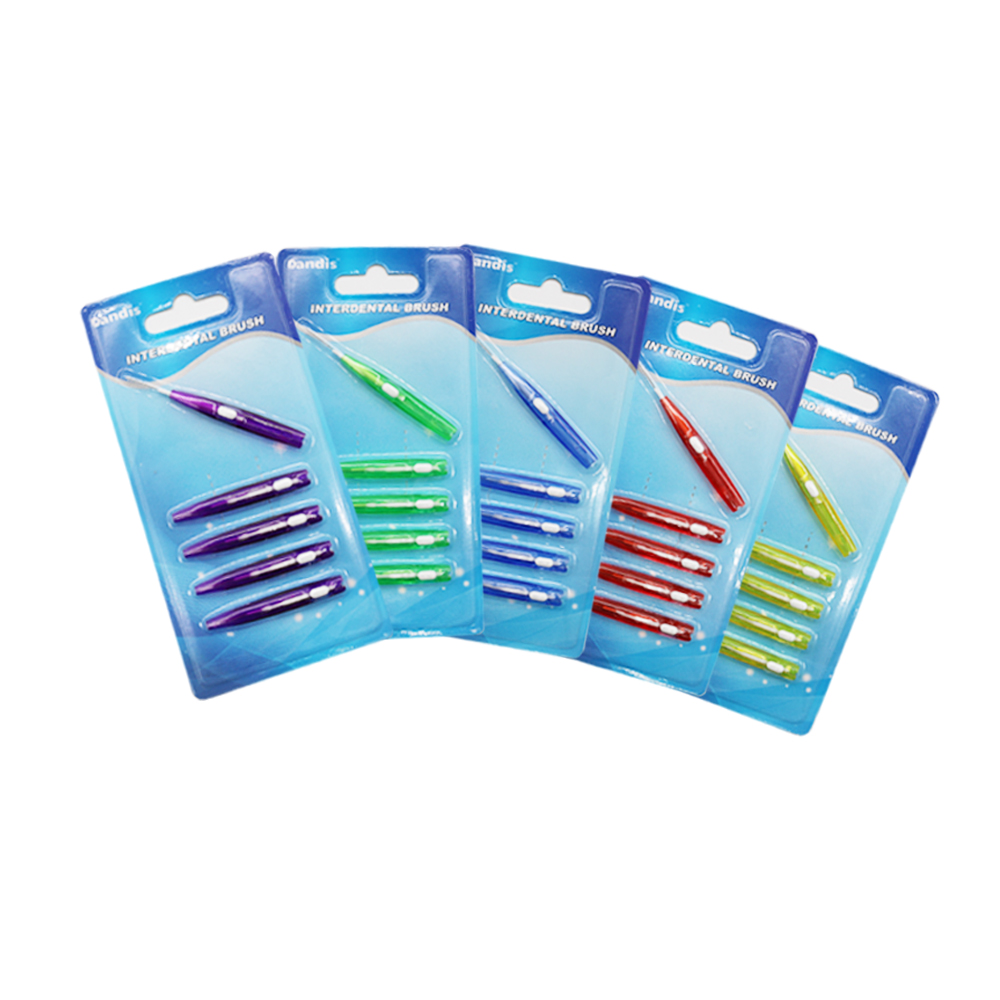 5PCS /Pack Push-Pull Brush Adults Cleaning Floss Brush Pick Multi-Size Brush Head