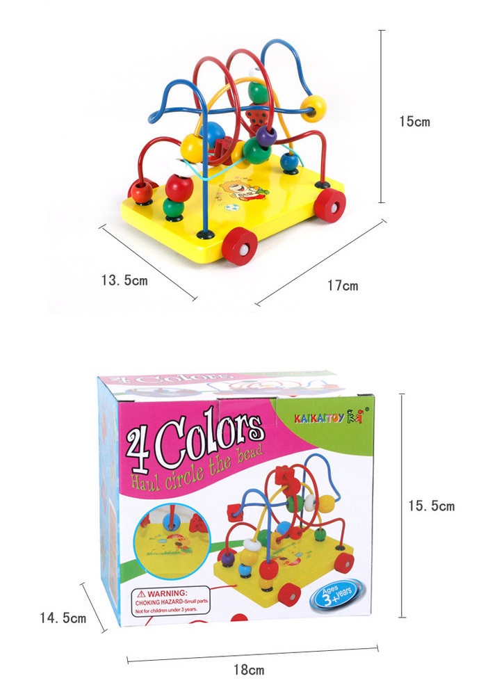 Đồ chơi gỗ xe kéo luồn hạt lượn vòng cho bé