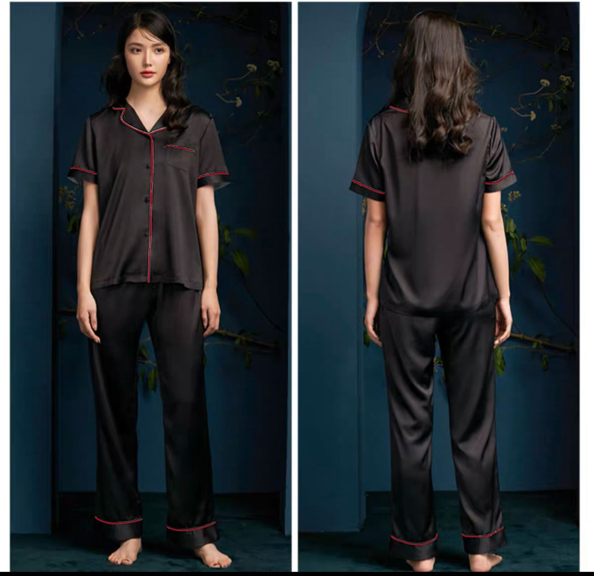 Bộ Đồ Ngủ Nữ Pyjama Lụa Trơn YAMOPAD Cao Cấp Tay Cộc Quần Dài Mềm Mịn Màu Basic