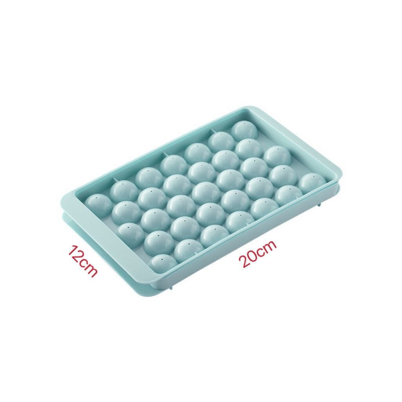Khay đá bi tròn tủ lạnh 33 viên có nắp đậy-Khuôn làm thạch hoa quả hình bi tròn ngộ nghĩnh-HAUSE