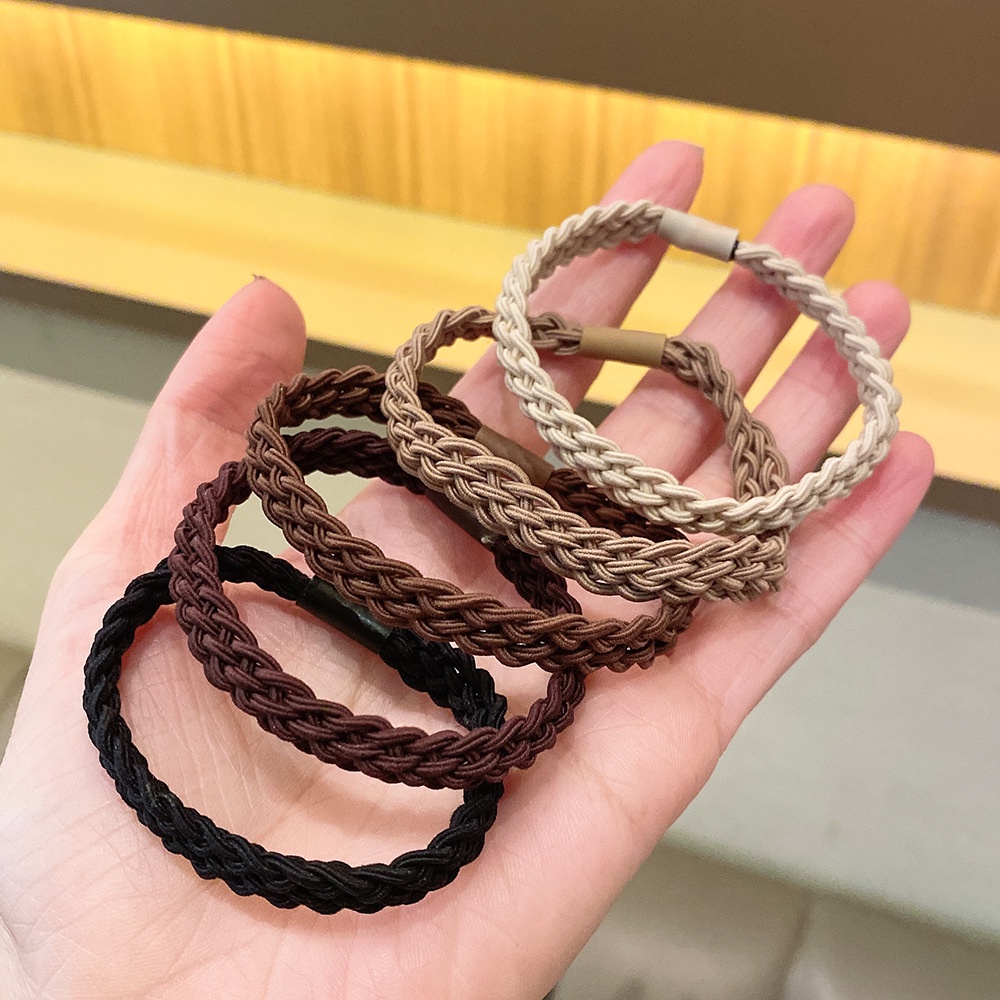 Set 05 Dây buộc tóc màu trà sữa co giãn phong cách Hàn Quốc