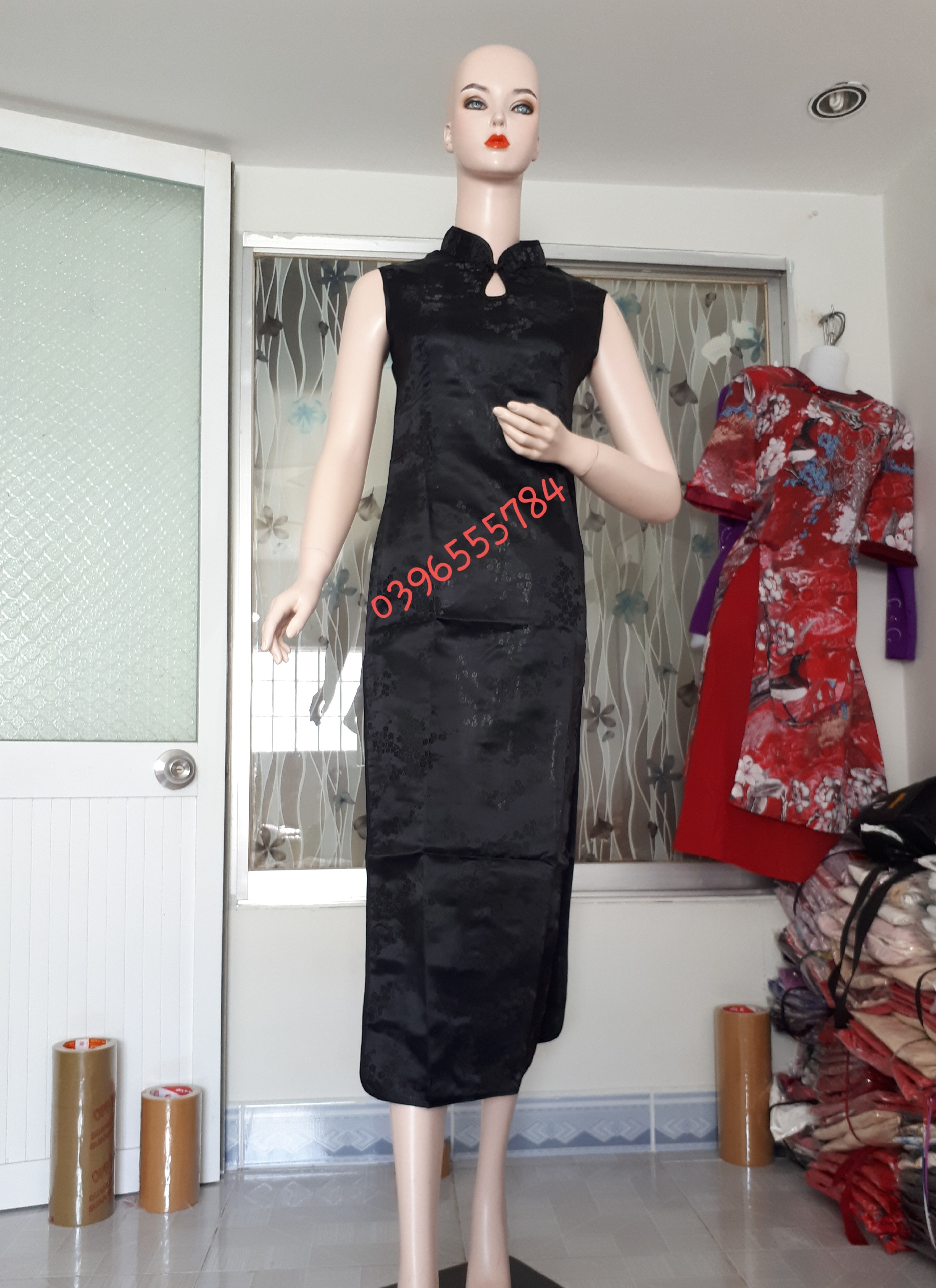 sườn xám cổ giọt nước kg tay