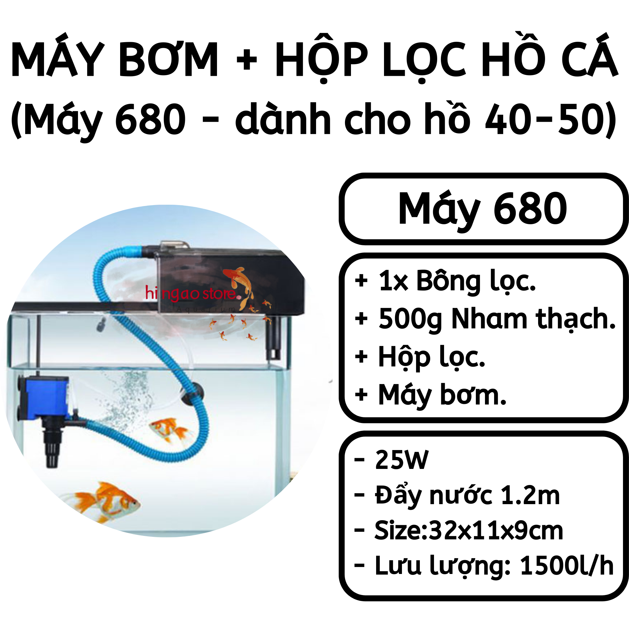Pump box filter aquarium water 30 - 40cm AA 188 12W -AA 188-accessories aquarium | hingaostore.