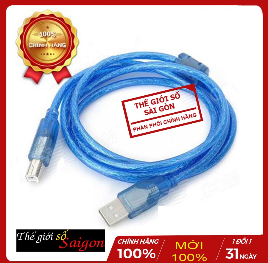 Dây usb máy in 3m chống nhiễu màu xanh