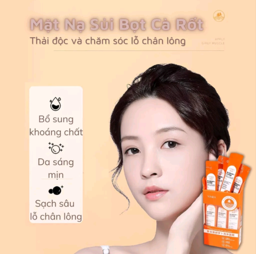 Hộp 12 Gói Mặt Nạ Sủi Bọt Thải Độc Cà Rốt