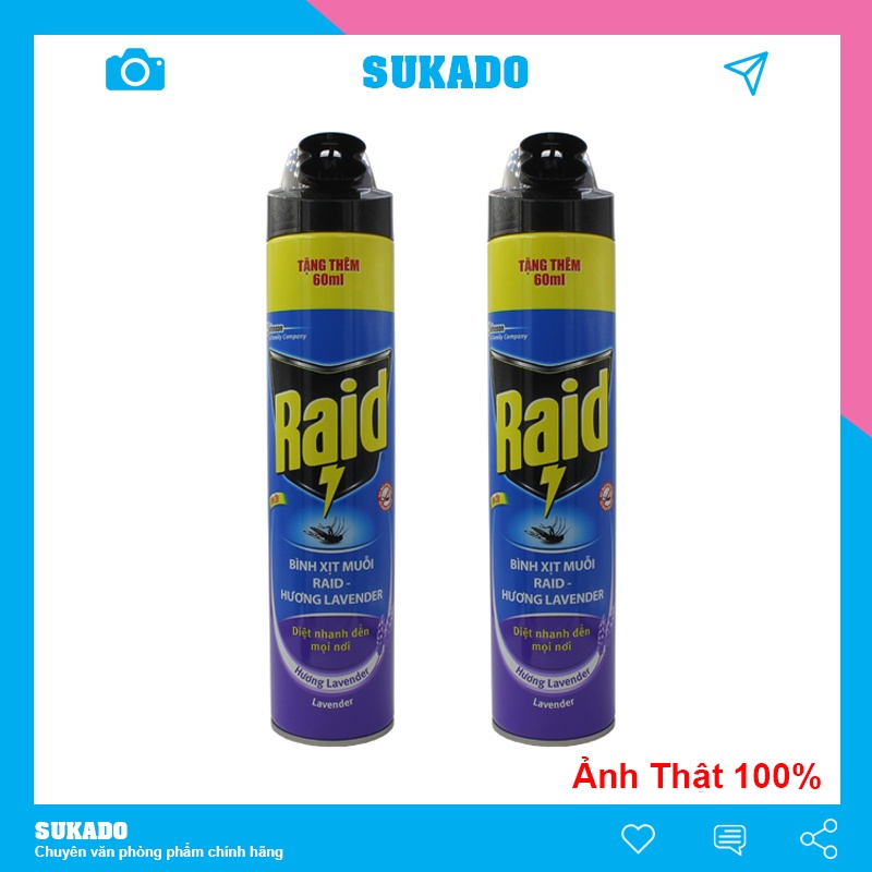 Xịt muỗi Raid 600ml chai lớn xịt công trùng hiệu quả nhất SUKADO