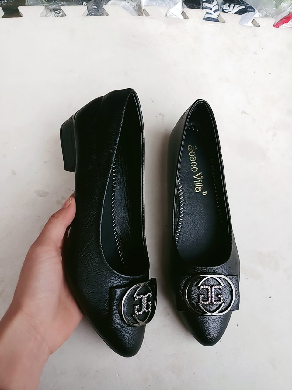 giày búp bê nữ cao 2 phân đế cao su