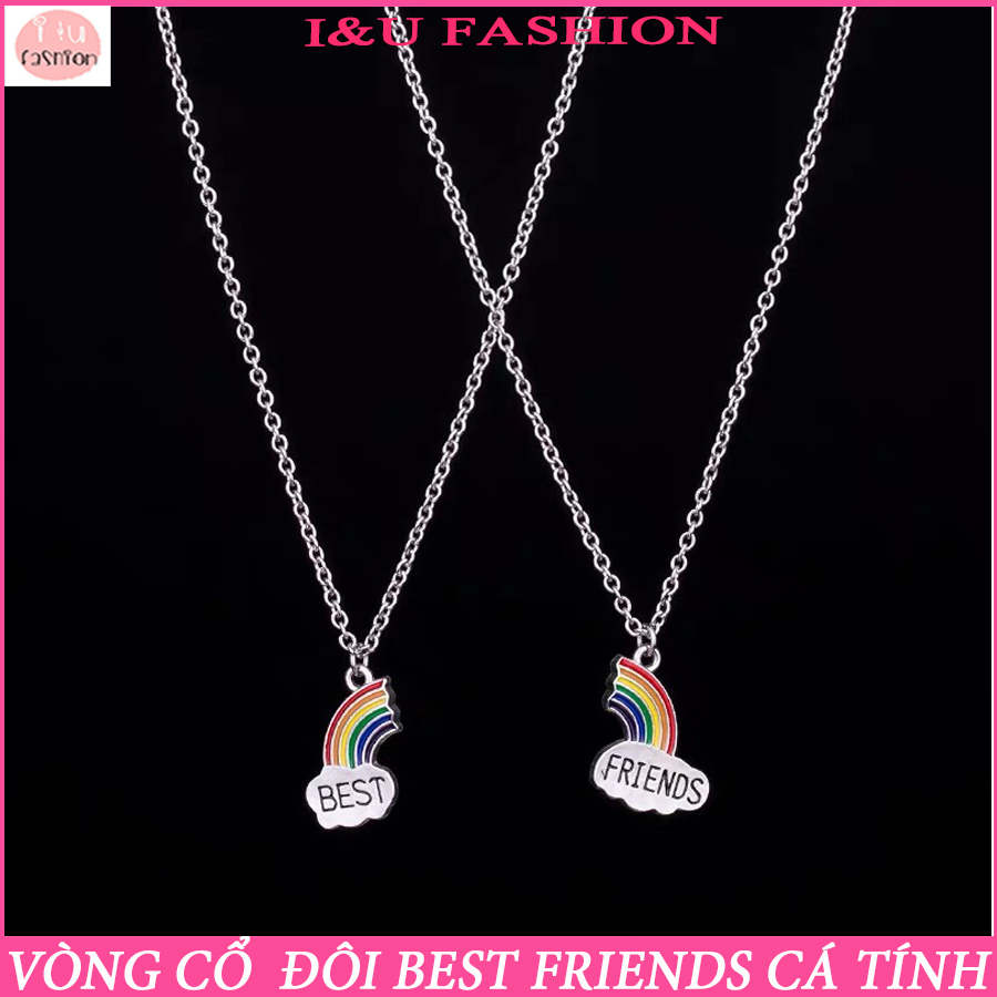 Dây chuyền , vòng cổ đôi , vòng cổ nhóm Unisex cho Nam Nữ chất liệu kim loại được thiết kế Cầu vồng BEST FRIENDS vông cùng độc đáo VC-32