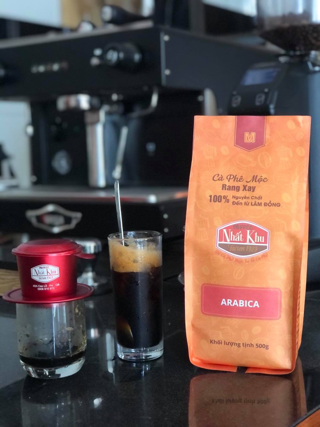 Cà phê Arabica Cầu Đất Rang Mộc - Cà phê hạt rang xay mộc pha phin pha máy, thích hợp pha cold brew cà pour over Nhất Khu coffee 1 ky 2 túi 500gram