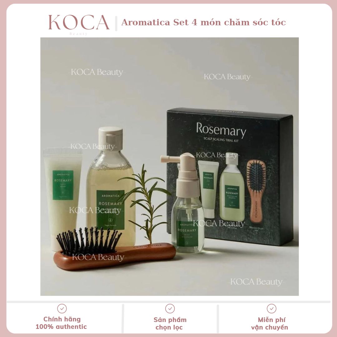 [Aromatica] Set 4 món chăm sóc tóc 𝐑𝐨𝐬𝐞𝐦𝐚𝐫𝐲 𝐒𝐜𝐚𝐥𝐩 𝐒𝐜𝐚𝐥𝐢𝐧𝐠 𝐓𝐫𝐢𝐚𝐥 𝐊𝐢𝐭