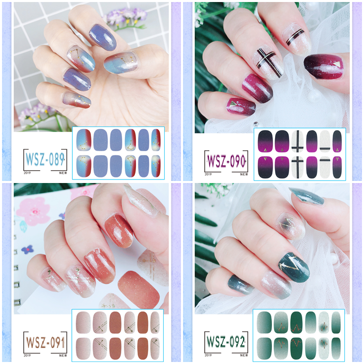 [HCM]Bộ dán móng tay nail sticker gồm 12 móng không thấm nước có độ đàn hồi tốt Phần 4 WSZ