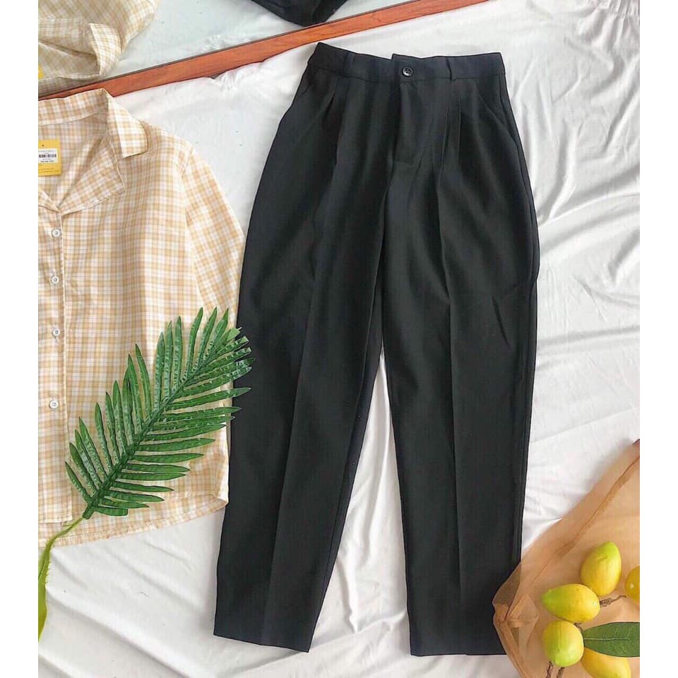 Quần tây nữ baggy gấu bằng đi học đi làm công sở vải đẹp