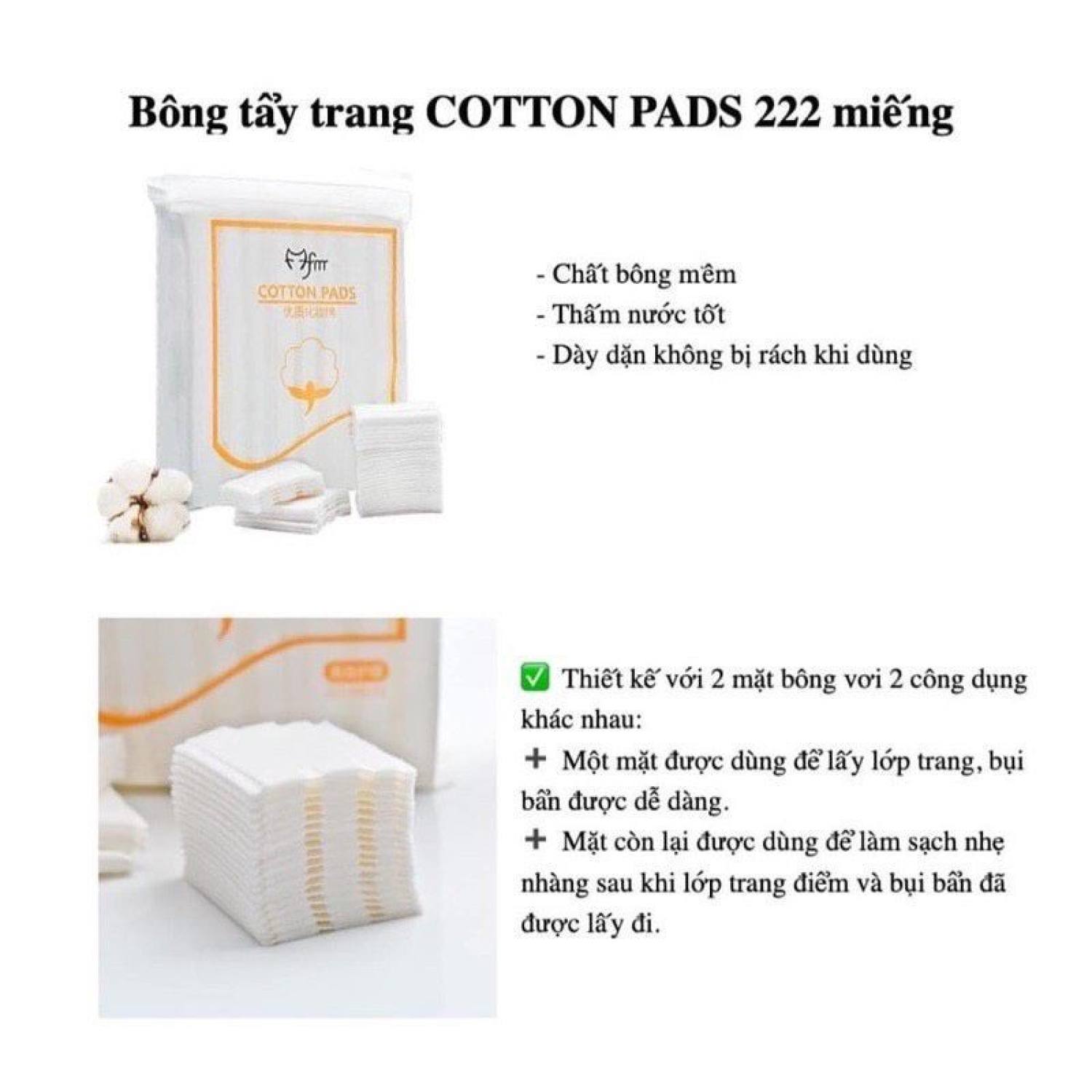 bông tẩy trang 100% cotton bịch 220 miếng có túi zip Bông tẩy trang 222 miếng Lameila - Bông trang điểm 3 lớp Cotton Pads Lameila - ePharmacy