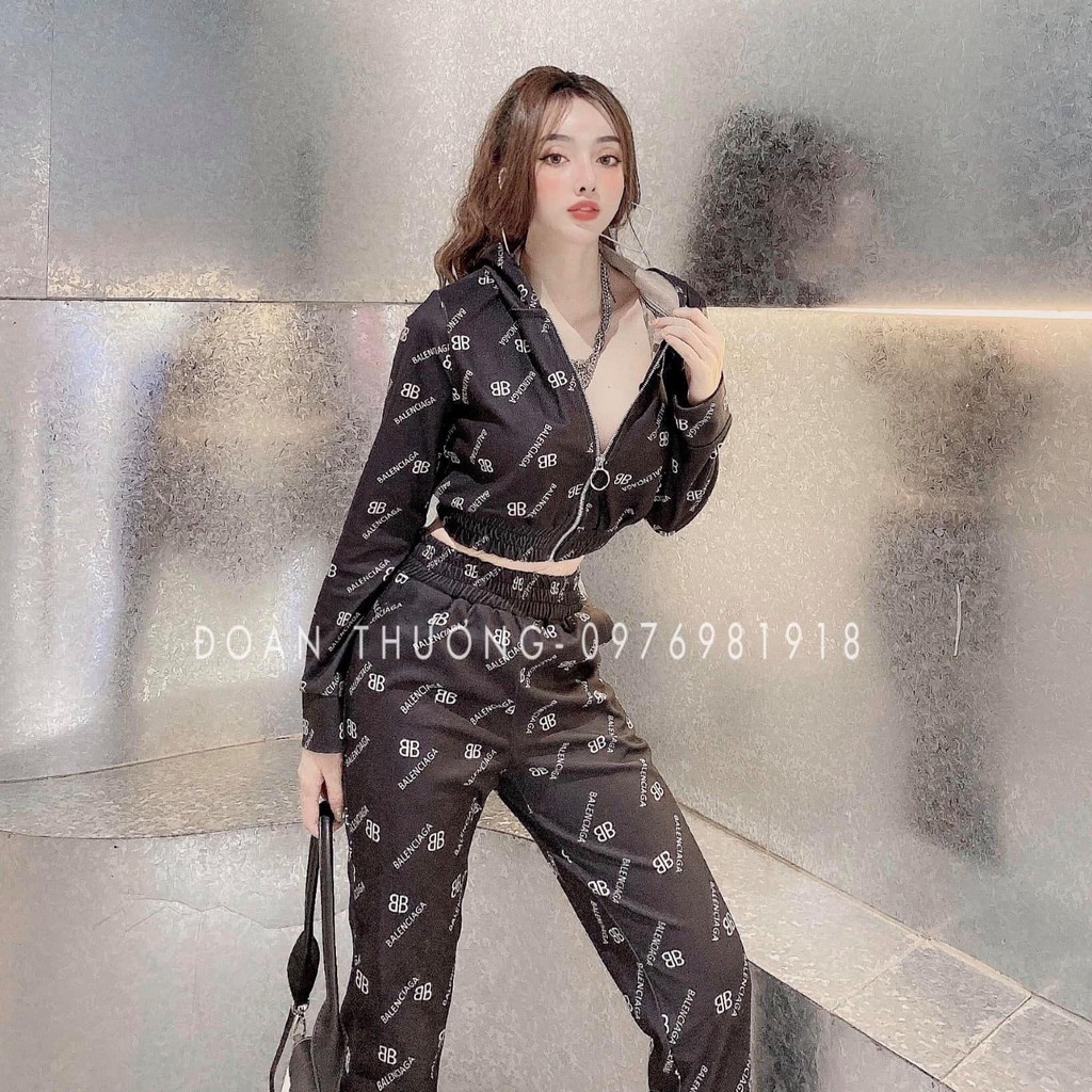 [HCM]Set Bộ Croptop Có Nón Dài Tay Cotton